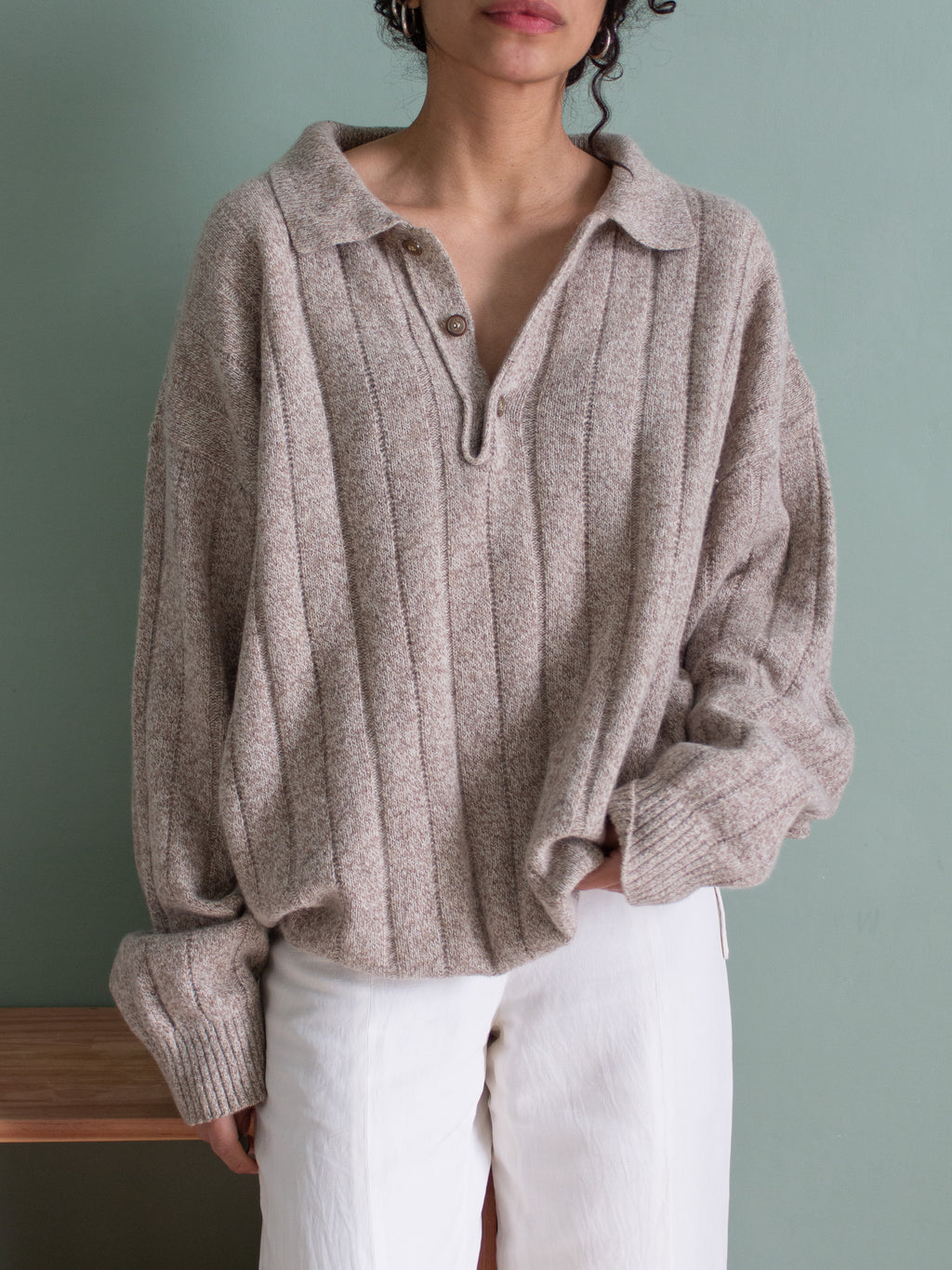 Polo melange in lana misto angora