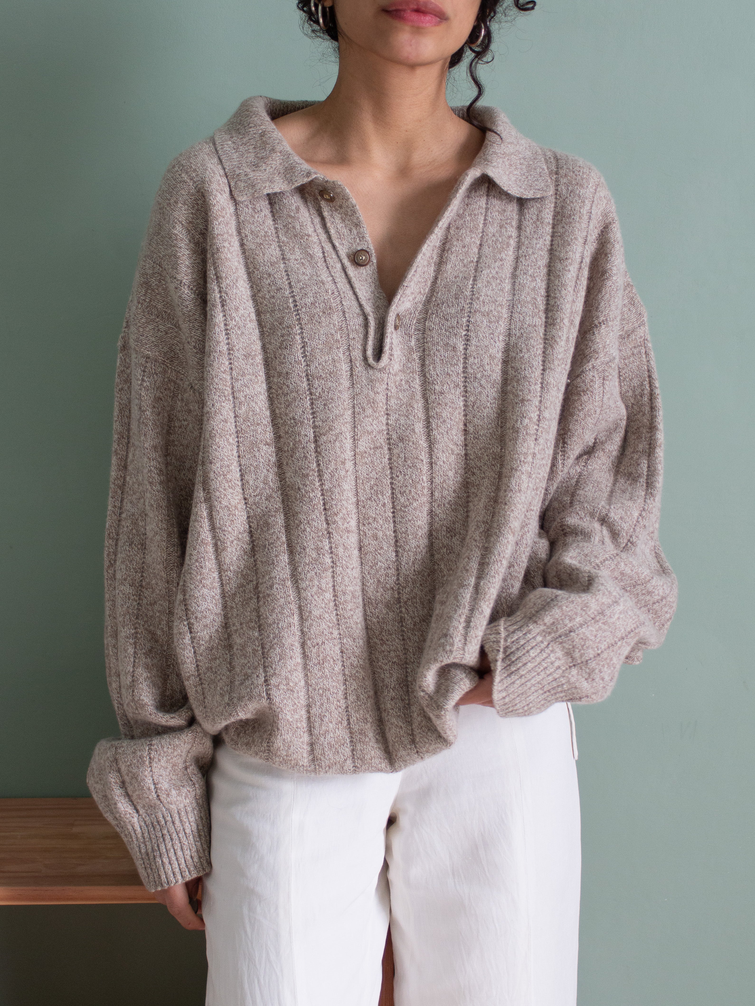 Polo melange in lana misto angora