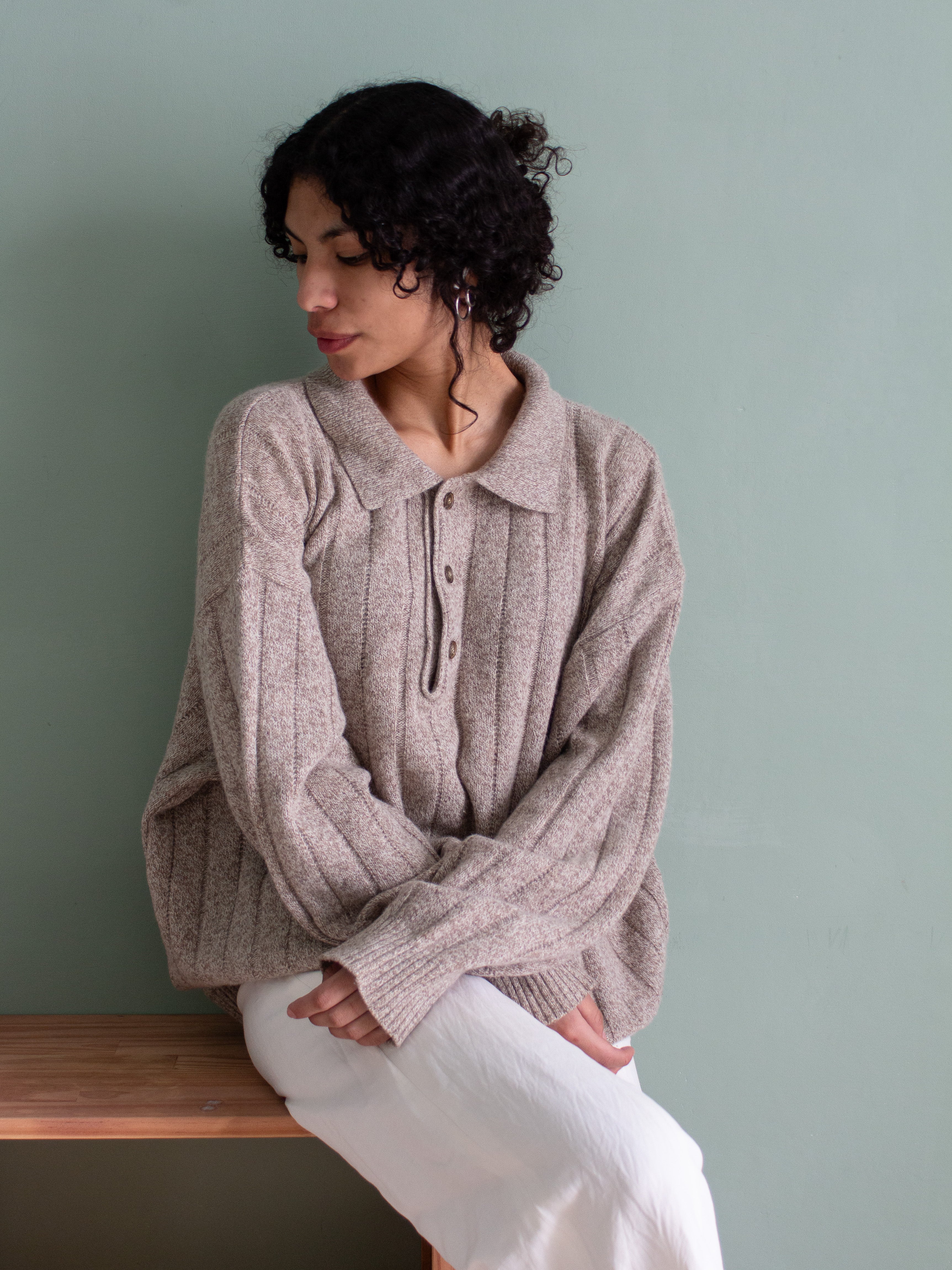 Polo melange in lana misto angora