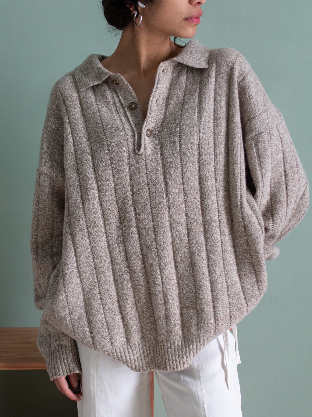 Polo melange in lana misto angora