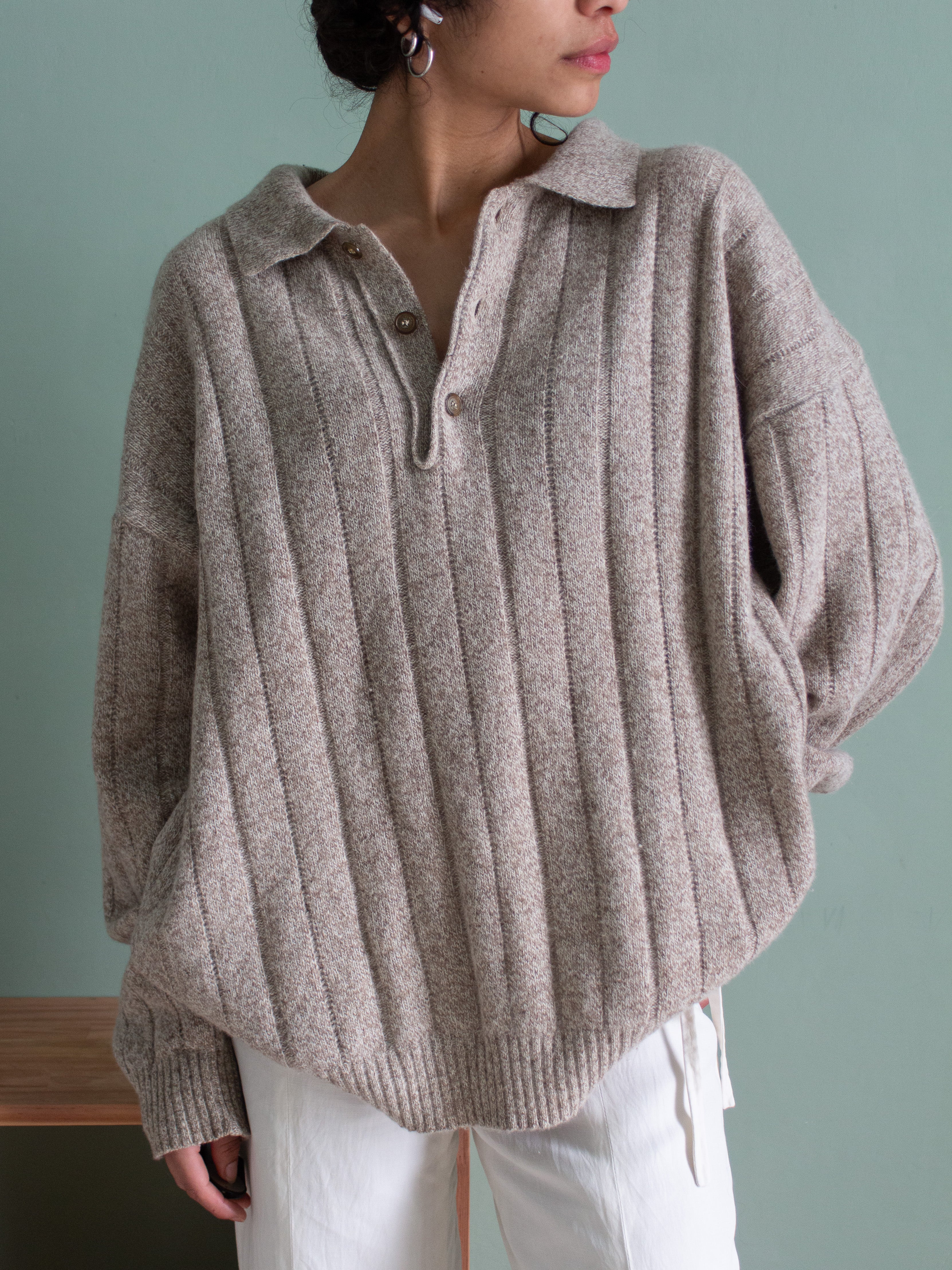 Polo melange in lana misto angora