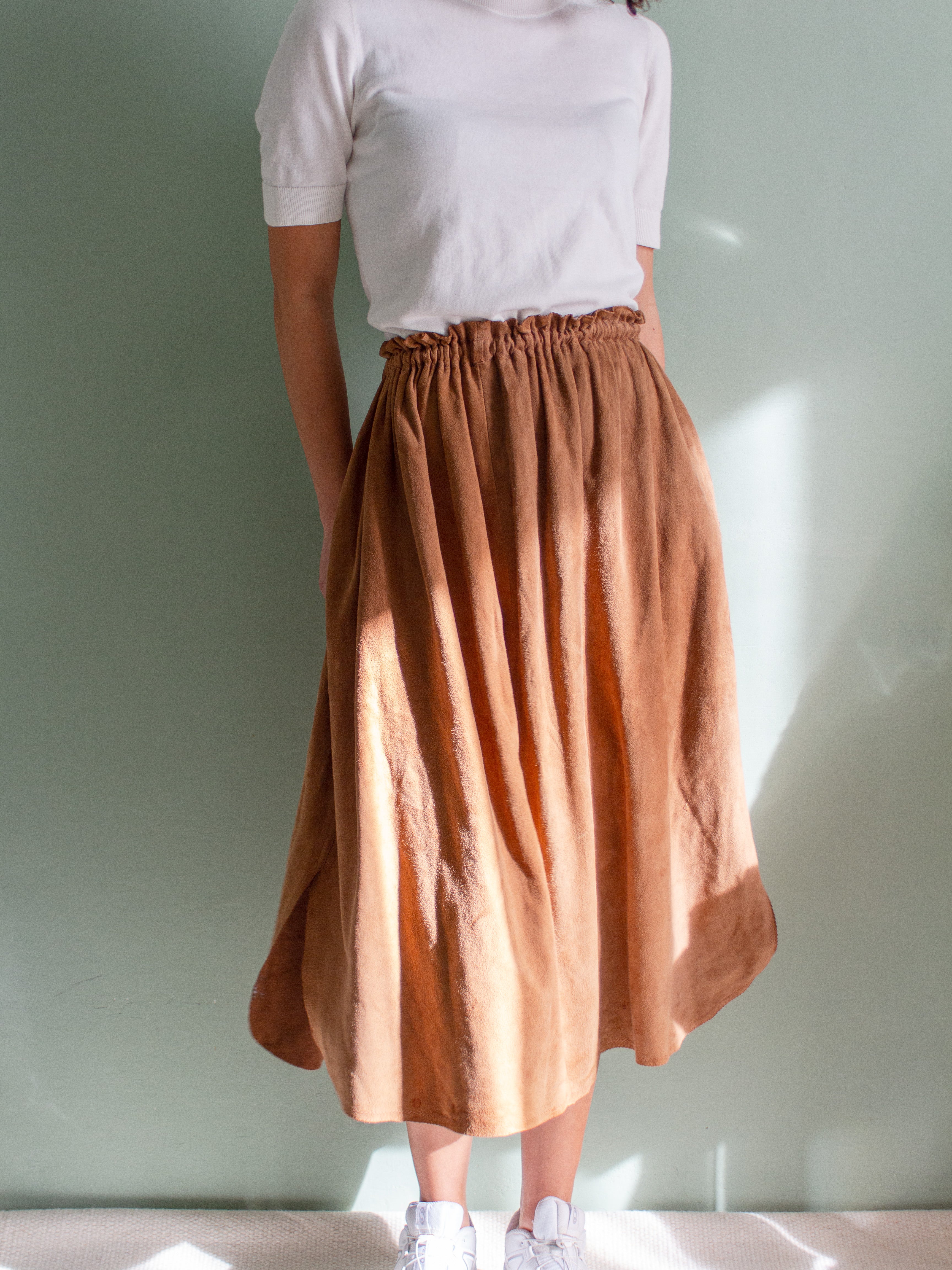 Gonna a ruota in camoscio vintage