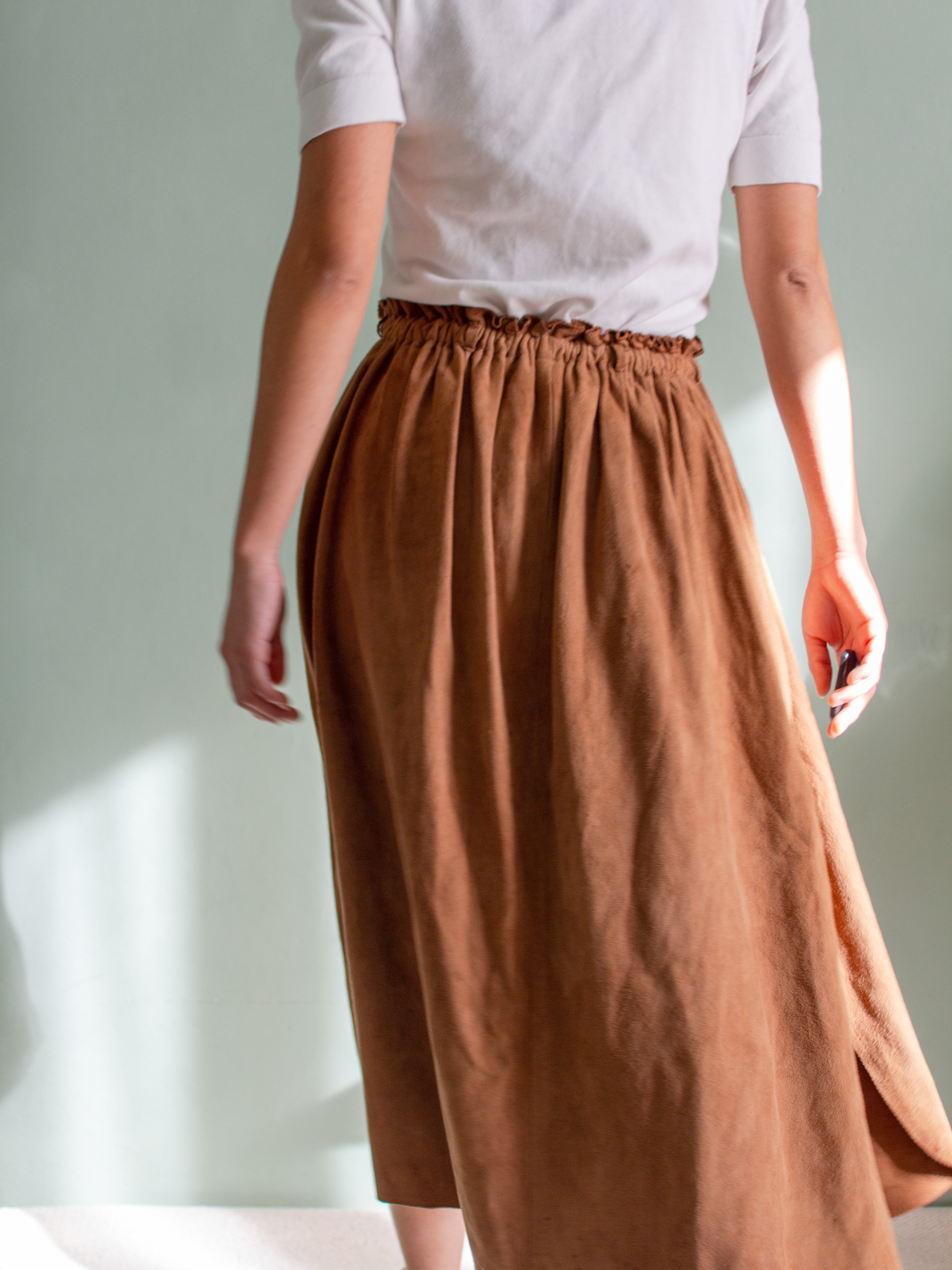 Gonna a ruota in camoscio vintage