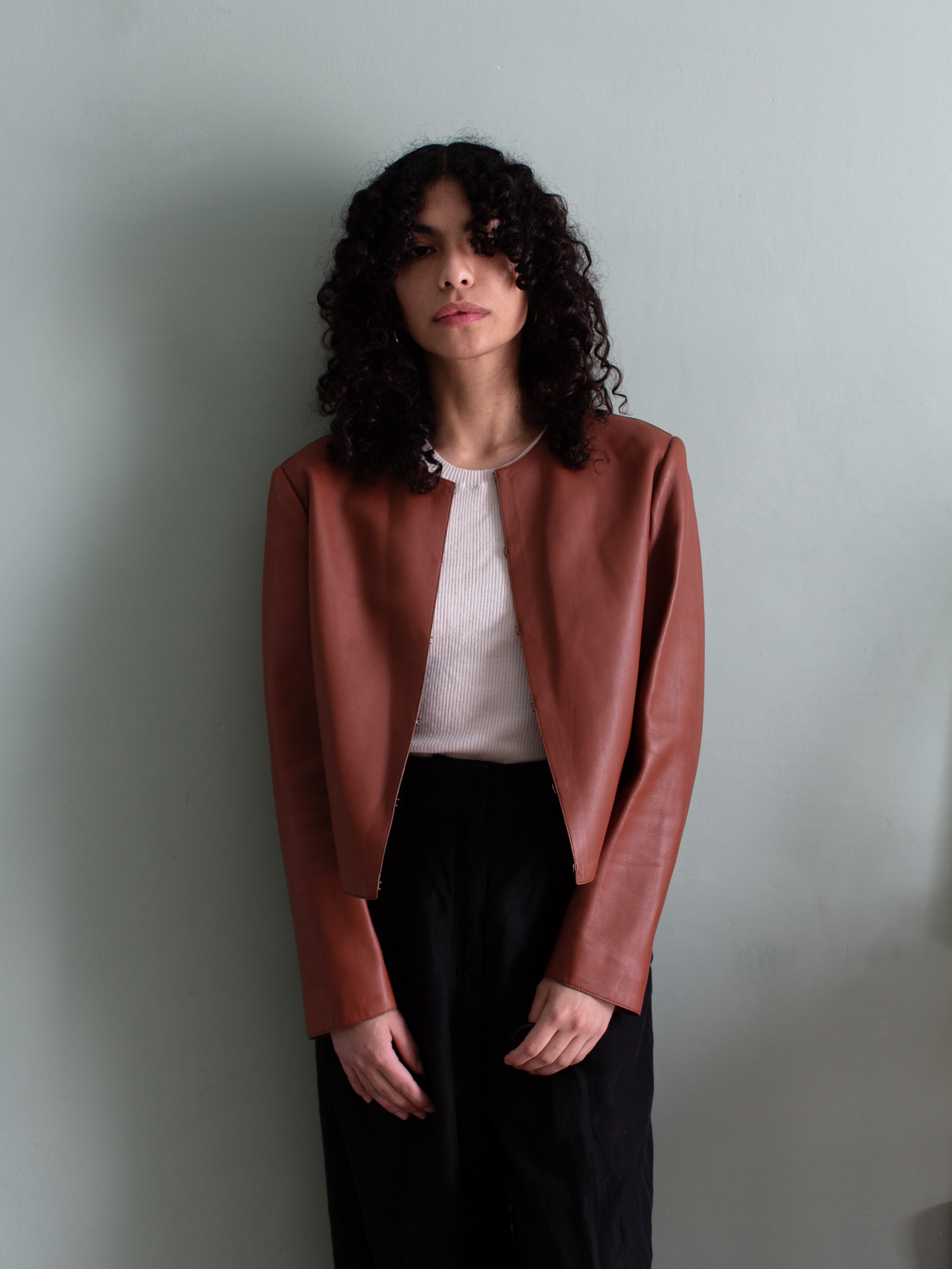 Giacca corta in pelle y2k