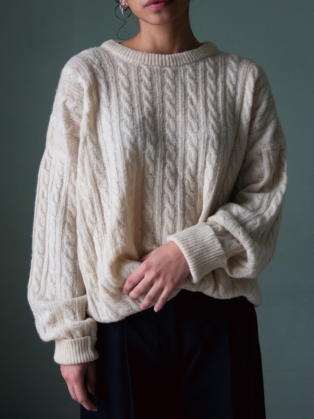 Maglione a trecce in lana