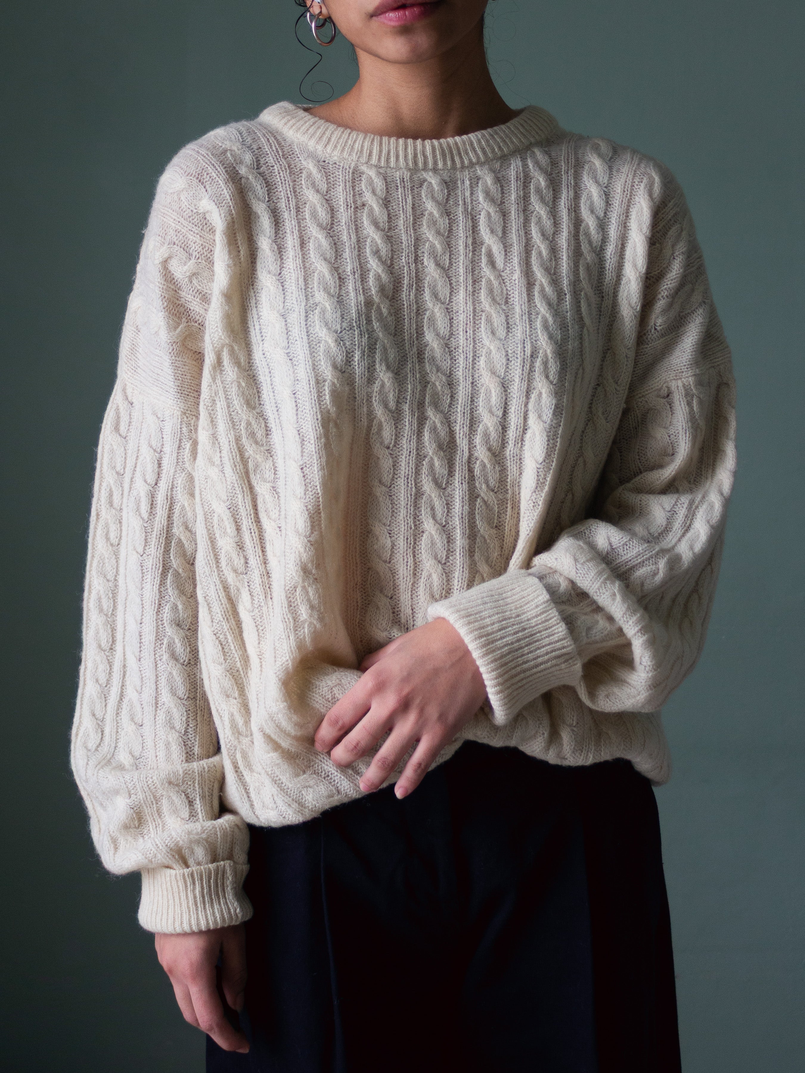 Maglione a trecce in lana