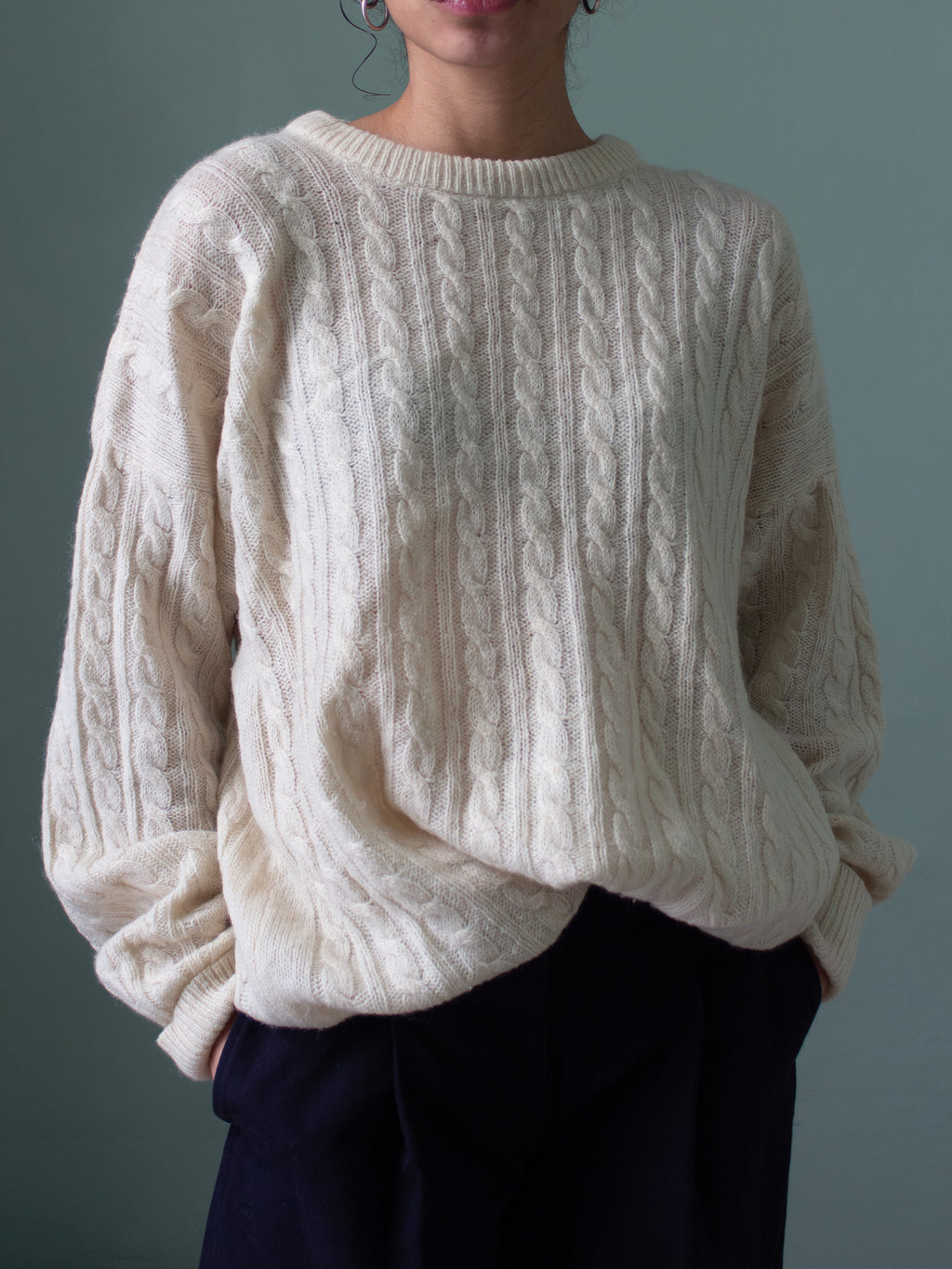 Maglione a trecce in lana