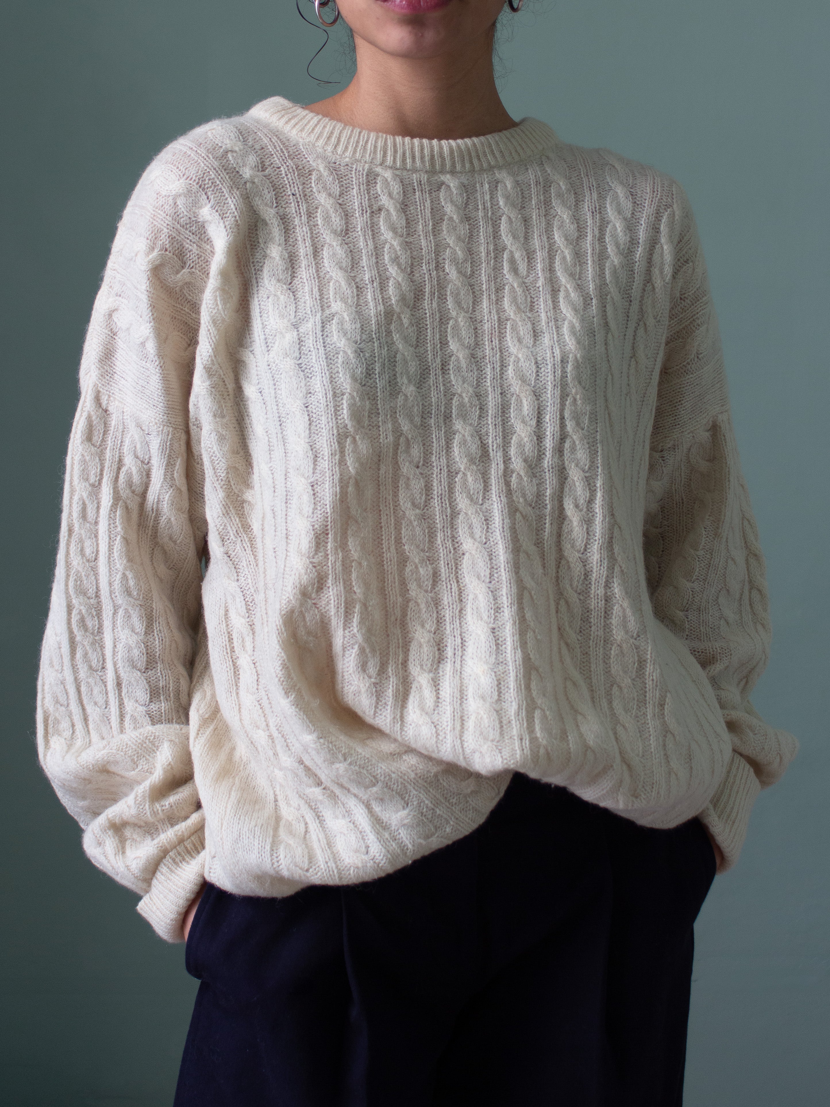 Maglione a trecce in lana