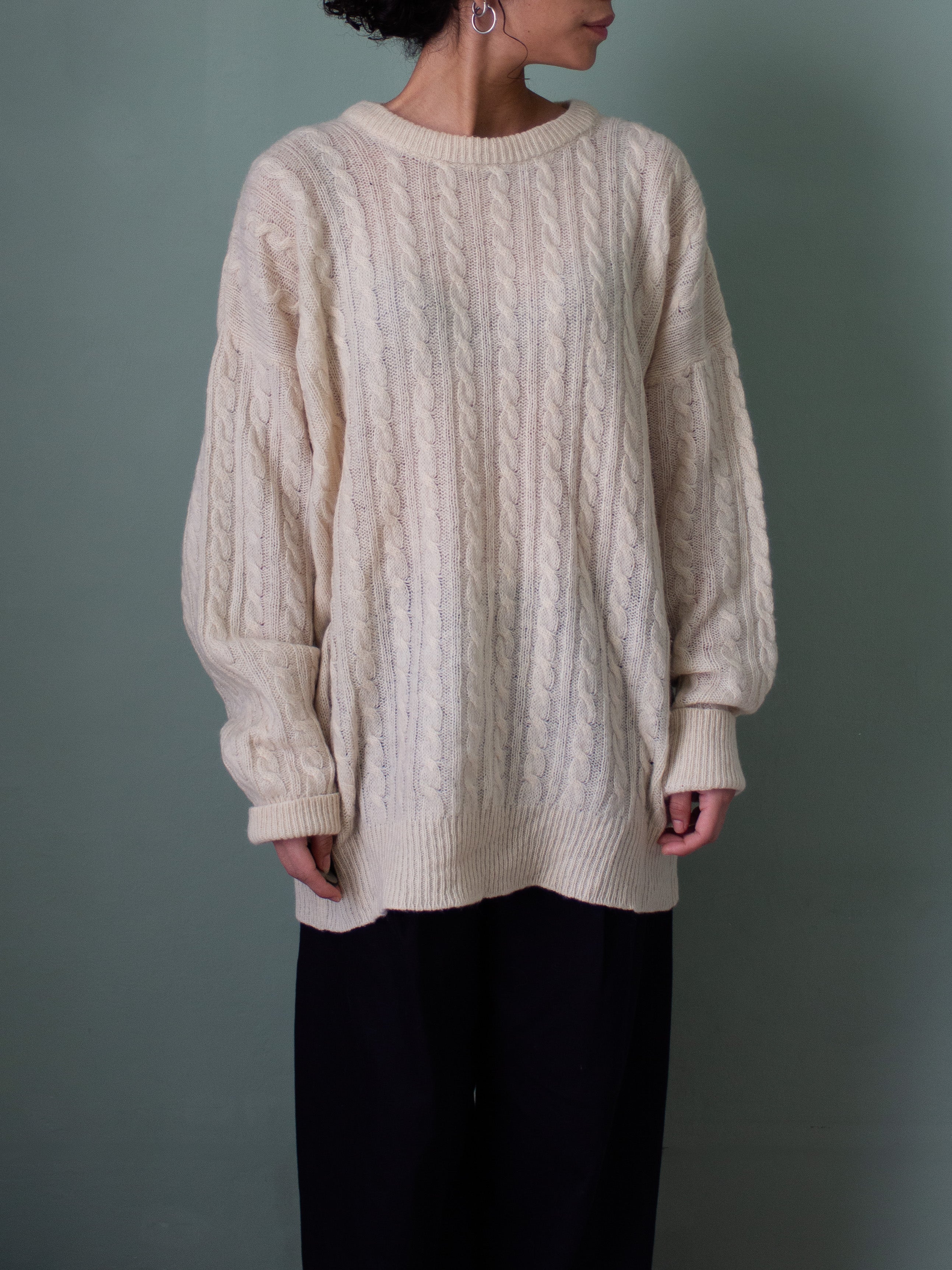 Maglione a trecce in lana