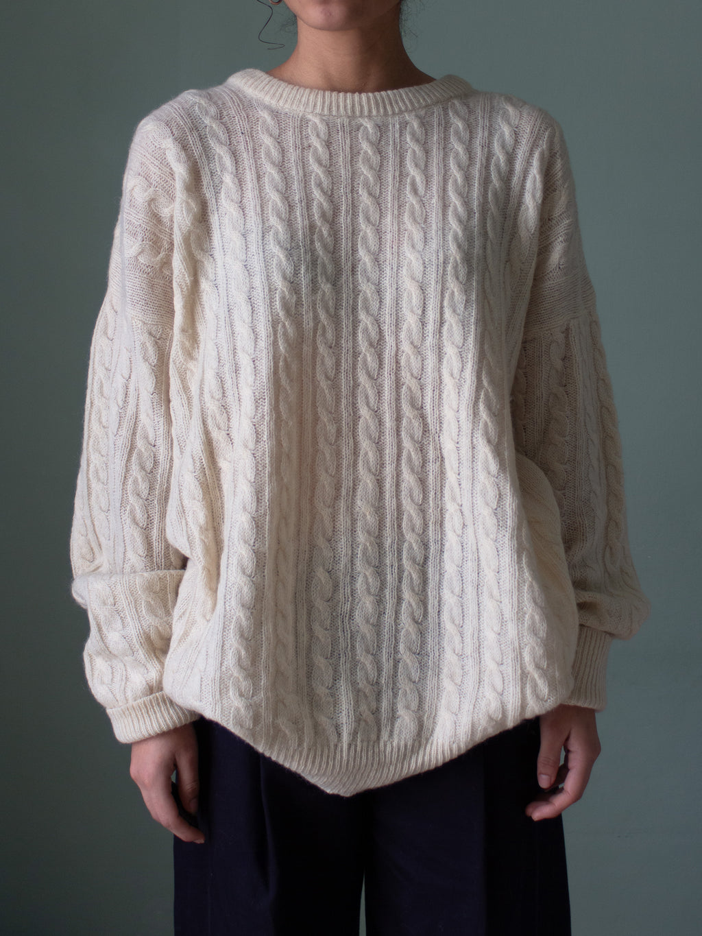 Maglione a trecce in lana