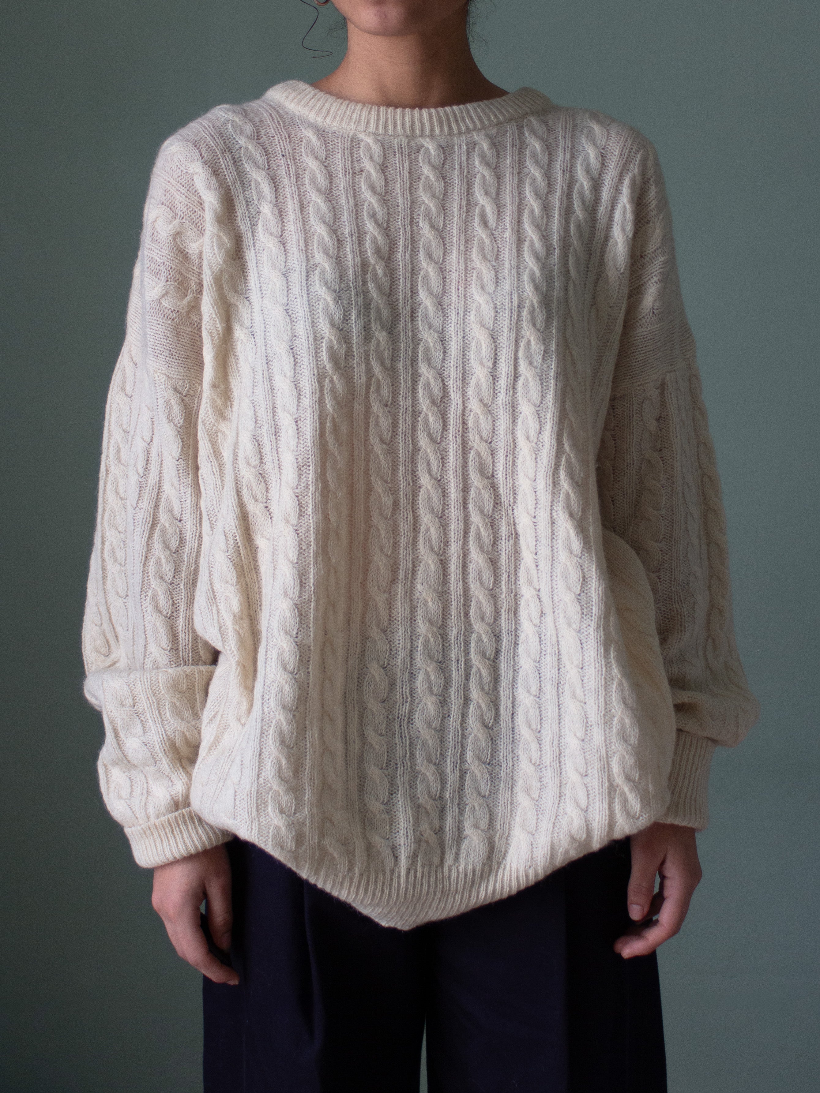 Maglione a trecce in lana